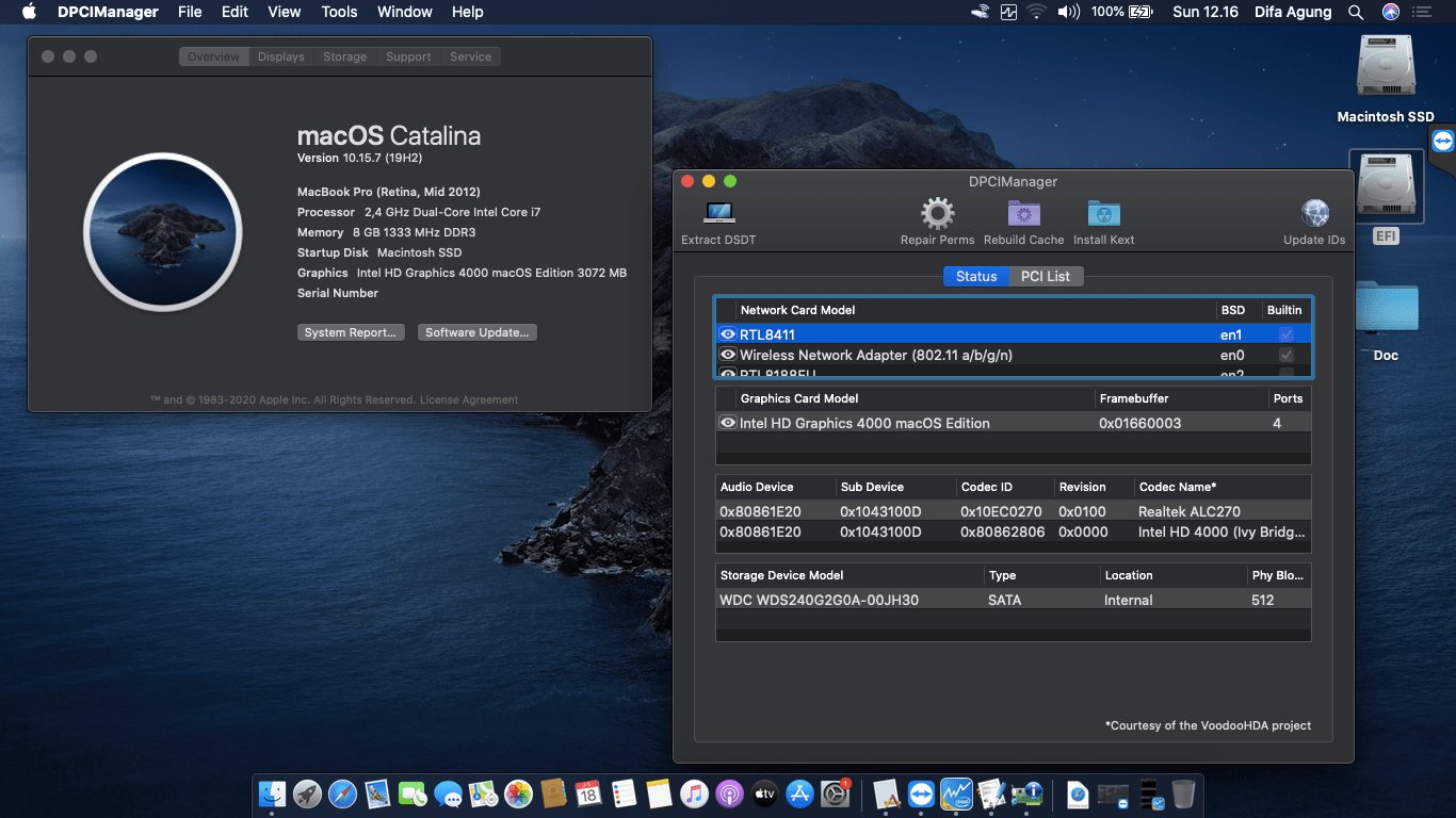Success Hackintosh macOS Catalina 10.15.7 Build 19H2 in Asus A46CM-WX095D